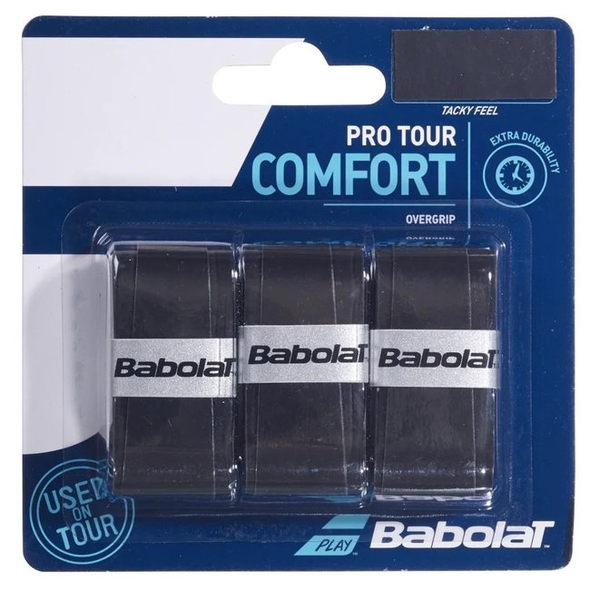 Overgrip Babolat Pro Tour Comfort Preto Pack 3 Unidades