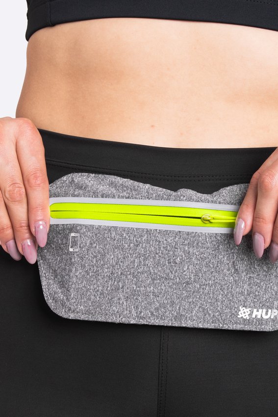 Pochete HUPI Slim Cinza Zíper Amarelo