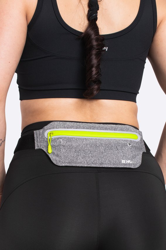 Pochete HUPI Slim Cinza Zíper Amarelo