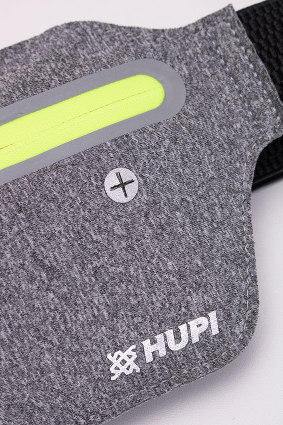 Pochete HUPI Slim Cinza Zíper Amarelo