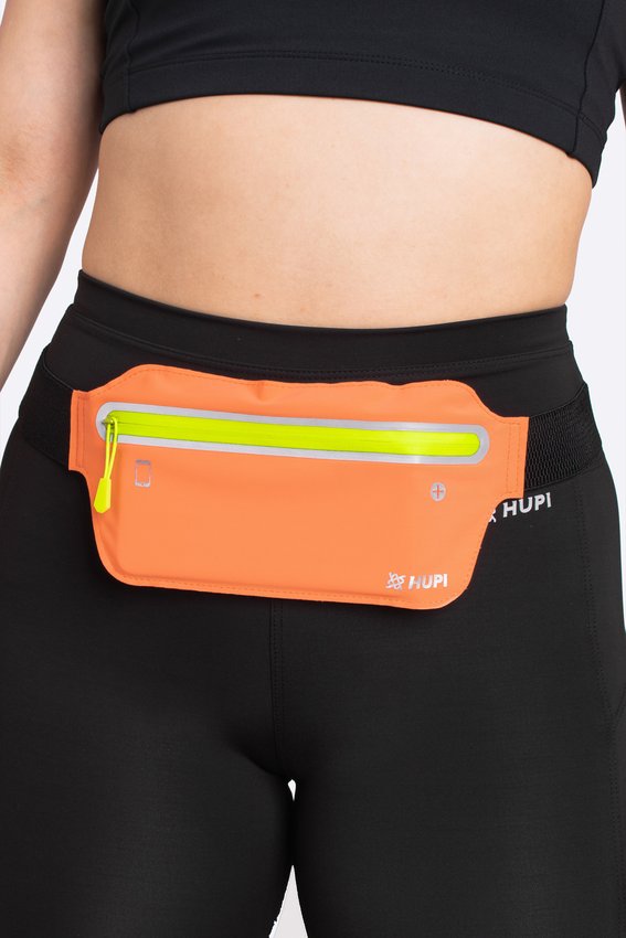 Pochete HUPI Slim Coral Zíper Amarelo