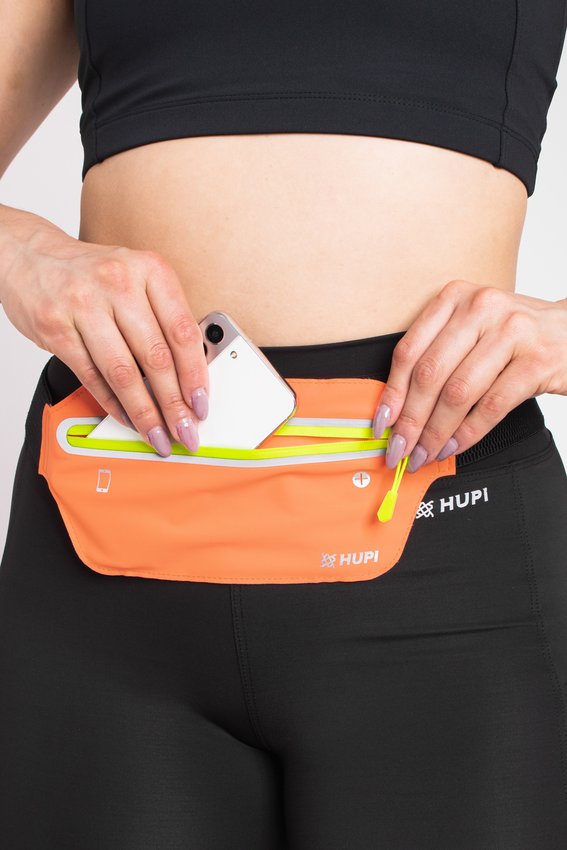 Pochete HUPI Slim Coral Zíper Amarelo