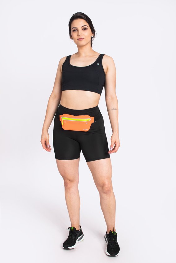 Pochete HUPI Slim Coral Zíper Amarelo