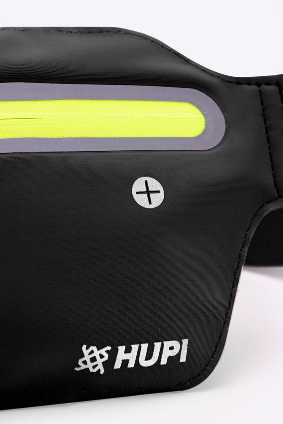 Pochete HUPI Slim Preto Zíper Amarelo