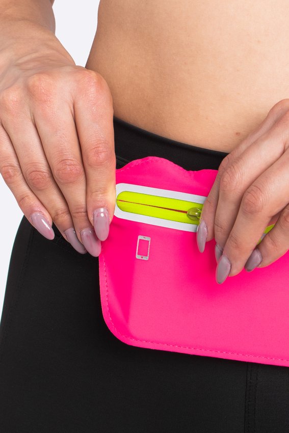 Pochete HUPI Slim Rosa Zíper Amarelo