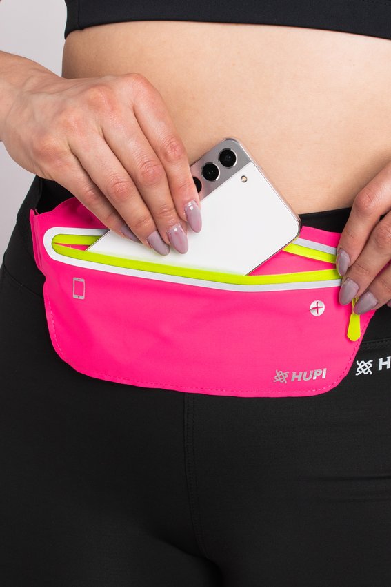Pochete HUPI Slim Rosa Zíper Amarelo