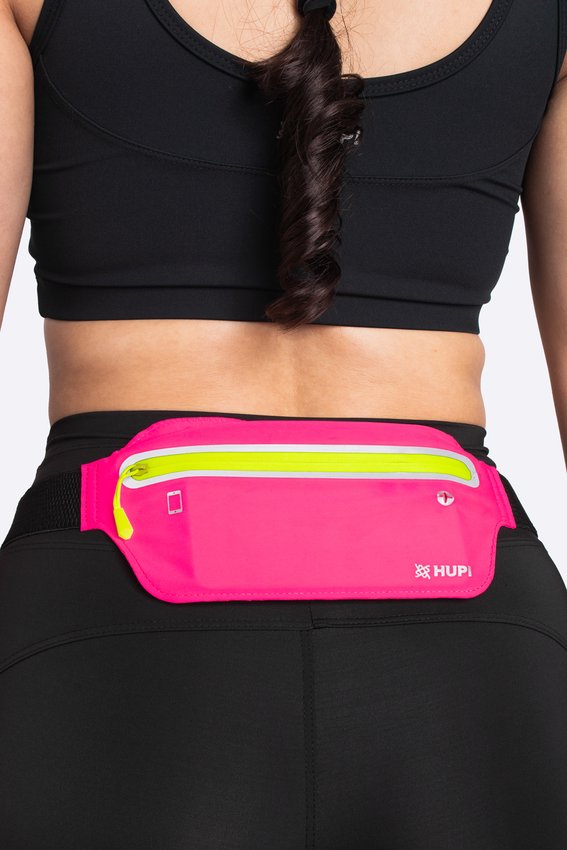 Pochete HUPI Slim Rosa Zíper Amarelo