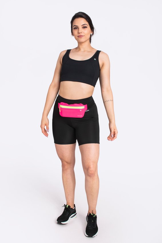 Pochete HUPI Slim Rosa Zíper Amarelo