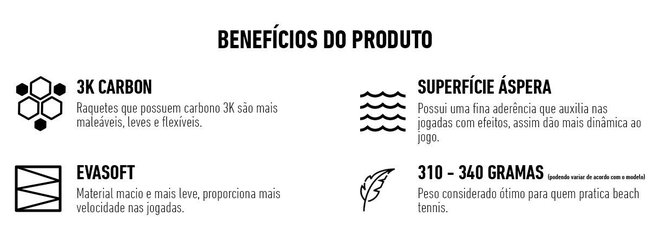 Raquete Beach Tennis HUPI Carbon Elite 3K Pro 3.0