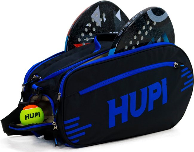 Raqueteira HUPI Pro Preto e Azul para Beach Tennis e Padel