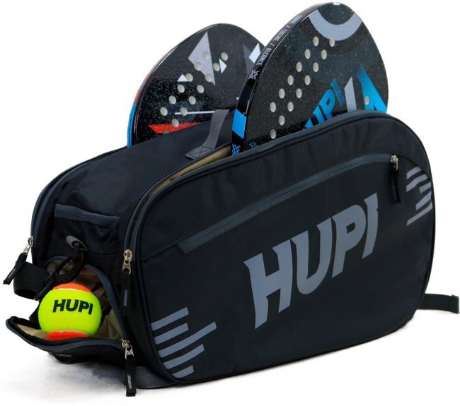 Raqueteira HUPI Pro Preto e Cinza para Beach Tennis e Padel
