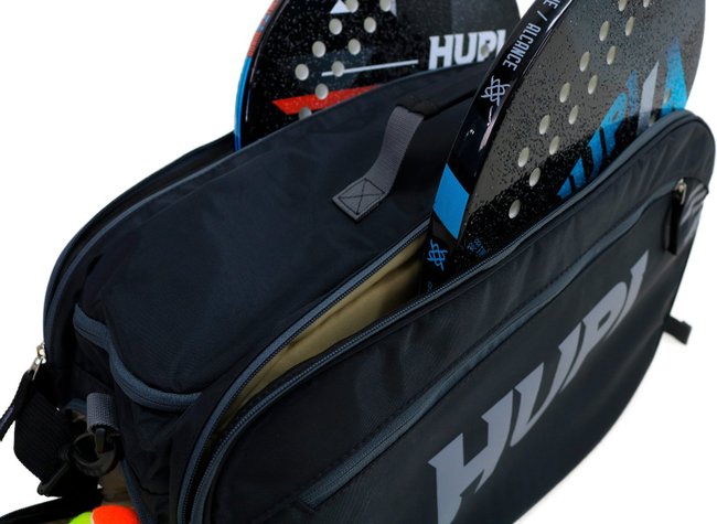 Raqueteira HUPI Pro Preto e Cinza para Beach Tennis e Padel