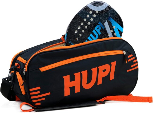 Raqueteira HUPI Pro Preto e Laranja para Beach Tennis e Padel