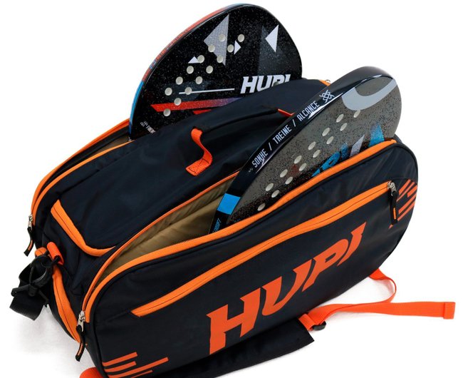 Raqueteira HUPI Pro Preto e Laranja para Beach Tennis e Padel