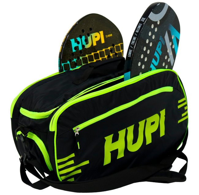 Raqueteira HUPI Pro Preto e Amarelo Neon para Beach Tennis e Padel