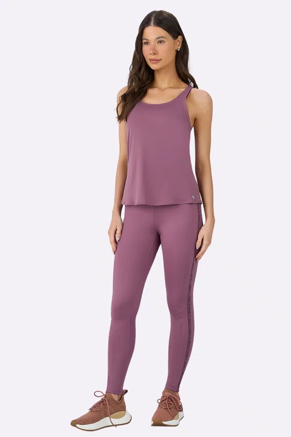 Regata Alto Giro Costas Elástico Personalizado Feminina Roxo Malva