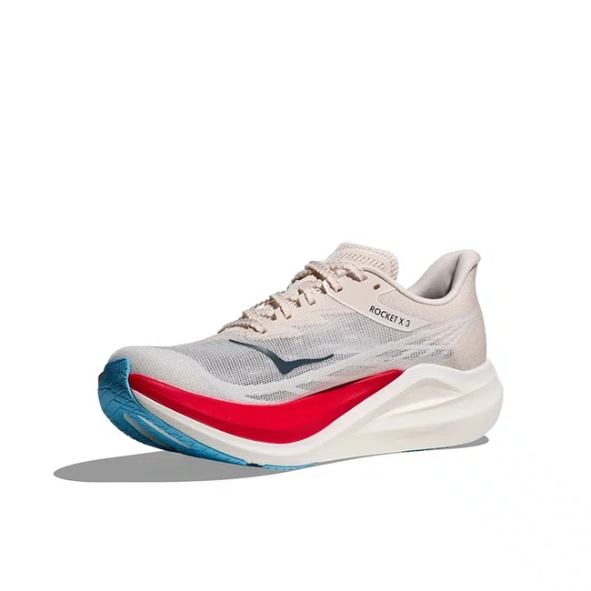 Tênis HOKA Rocket X 3 Masculino Branco e Vermelho