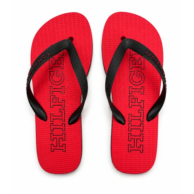 Chinelo Tommy Hilfiger Rubber Masculino Vermelho e Preto