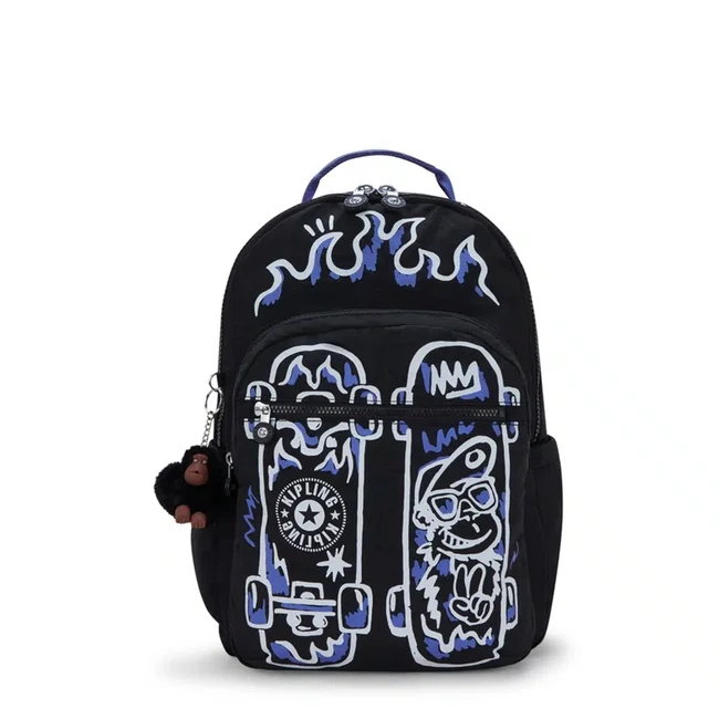 Mochila Kipling Seoul Lap Preto e Azul