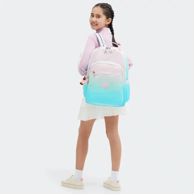 Mochila Kipling Seoul Lap Verde e Rosa
