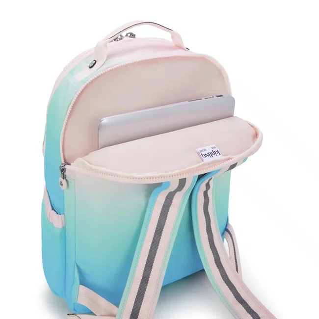 Mochila Kipling Seoul Lap Verde e Rosa
