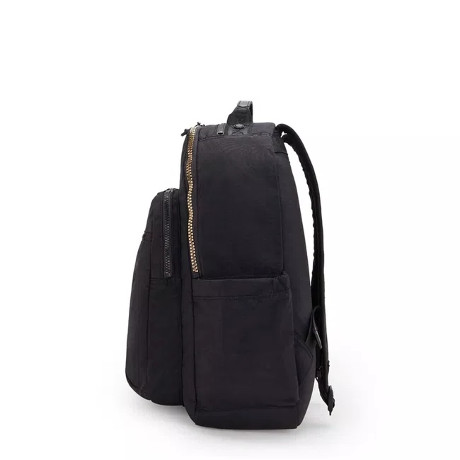 Mochila Kipling Seoul Preto e Dourado