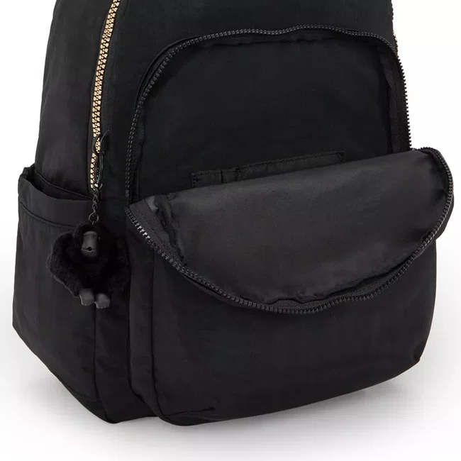 Mochila Kipling Seoul Preto e Dourado