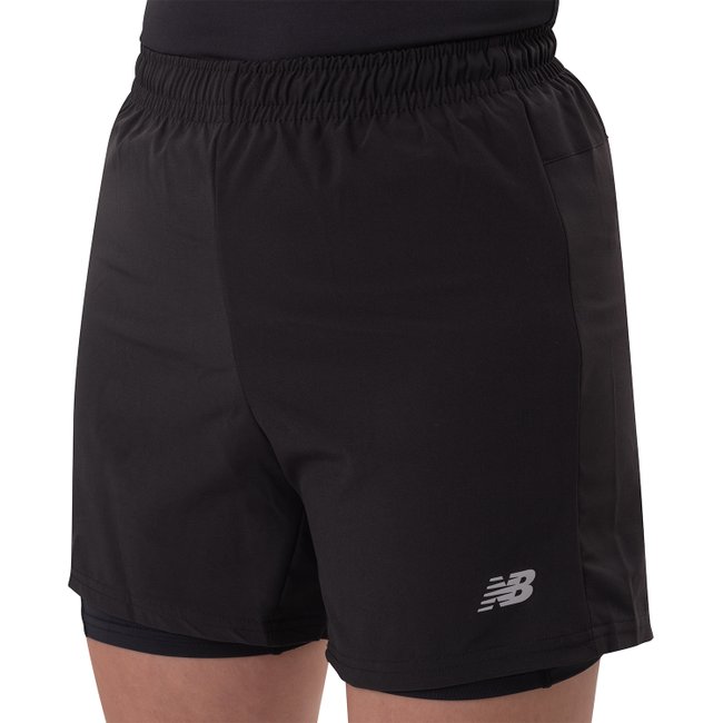 Shorts Running New Balance Sport Essentials 2 In 1 - 5" Masculino Preto
