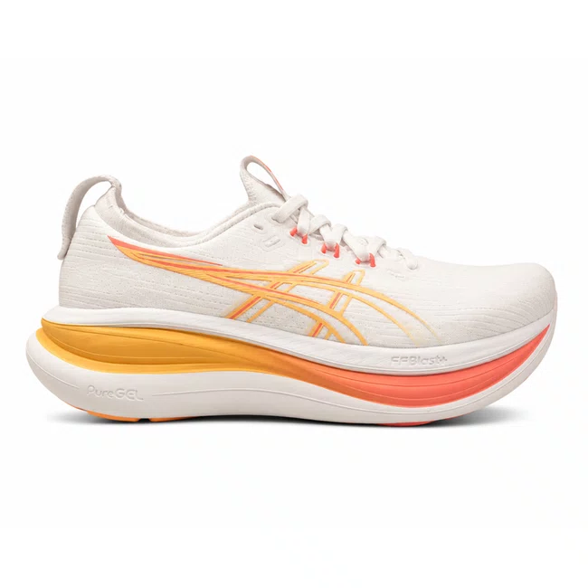 Tênis ASICS GEL Nimbus 28 Feminino Branco e Laranja