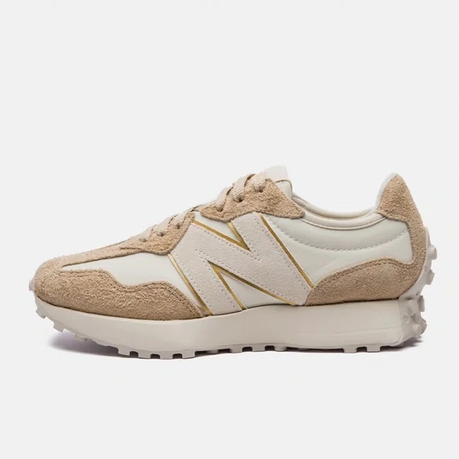 Tênis New Balance 327 v1 Bege e Dourado