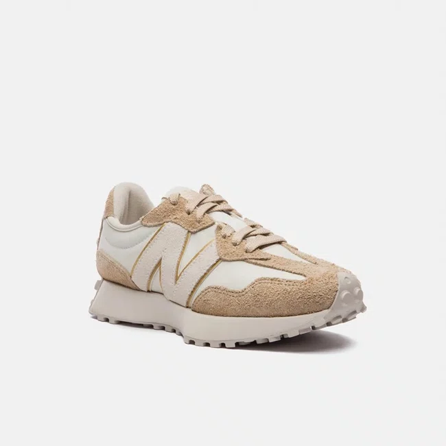 Tênis New Balance 327 v1 Bege e Dourado