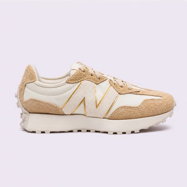 Tênis New Balance 327 v1 Bege e Dourado