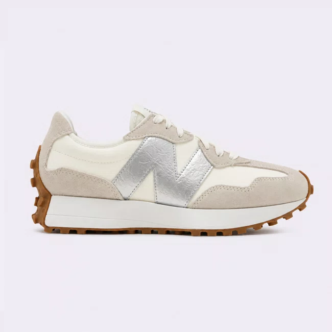 Tênis New Balance 327v1 Feminino Branco Off e Prata