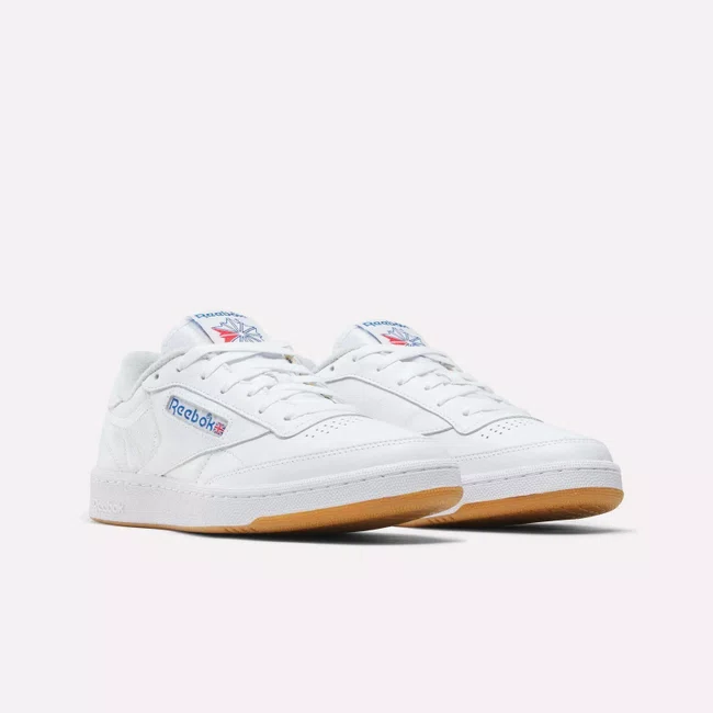 Tênis Reebok Club C 85 Masculino Branco e azul