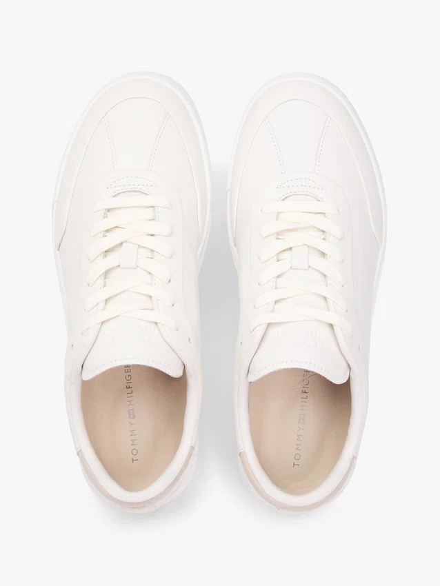 Tênis Tommy Hilfiger Leather Debossed Logo Court Masculino Branco
