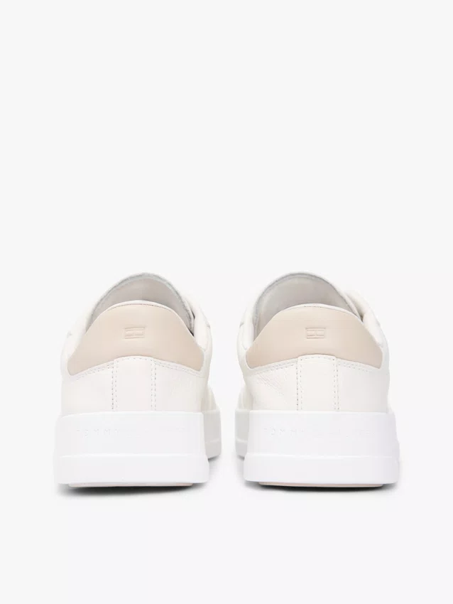 Tênis Tommy Hilfiger Leather Debossed Logo Court Masculino Branco