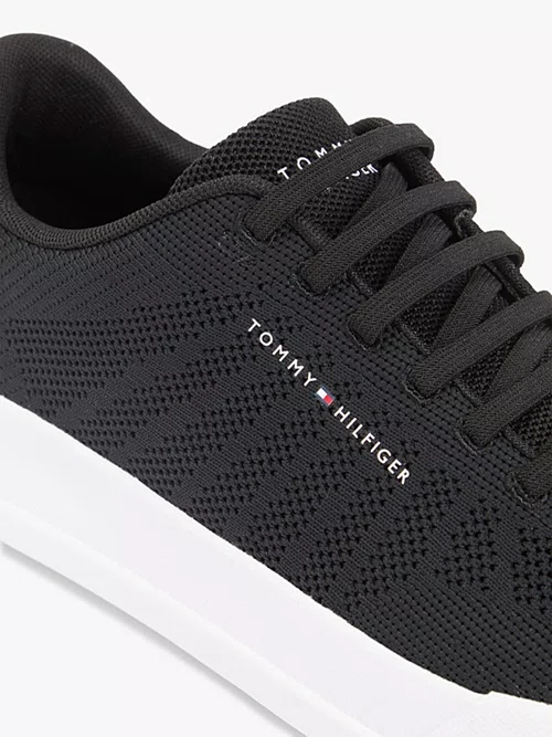 Tênis Tommy Hilfiger Logo Knit Court Masculino Preto