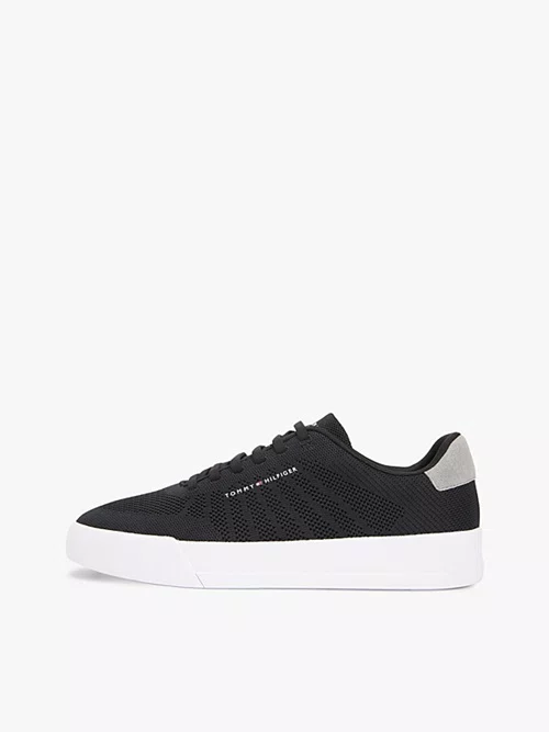 Tênis Tommy Hilfiger Logo Knit Court Masculino Preto