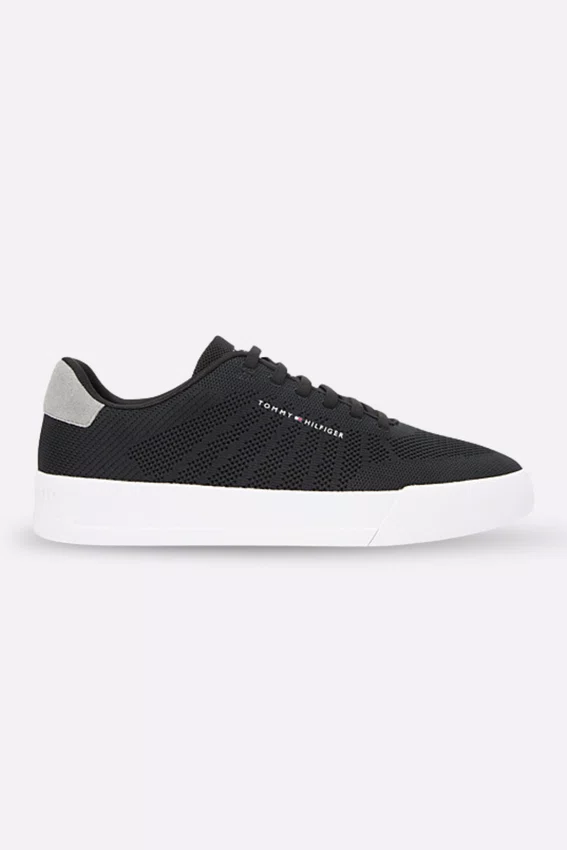 Tênis Tommy Hilfiger Logo Knit Court Masculino Preto