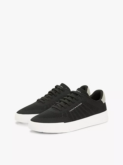 Tênis Tommy Hilfiger Logo Knit Court Masculino Preto