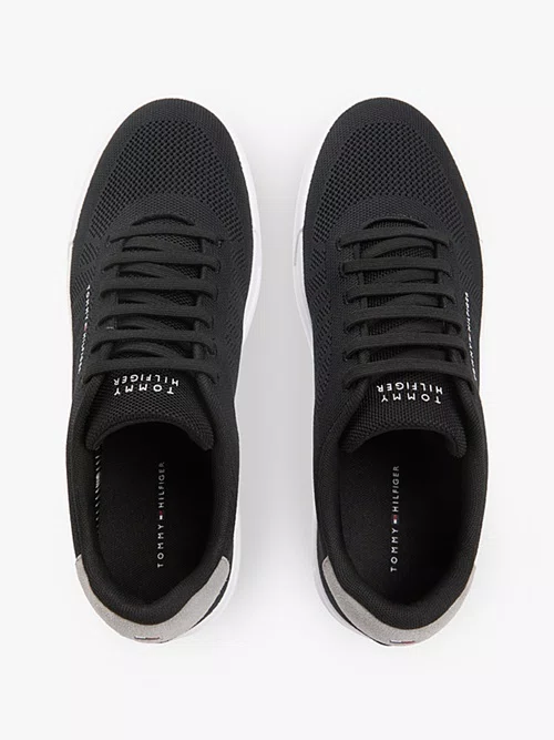 Tênis Tommy Hilfiger Logo Knit Court Masculino Preto