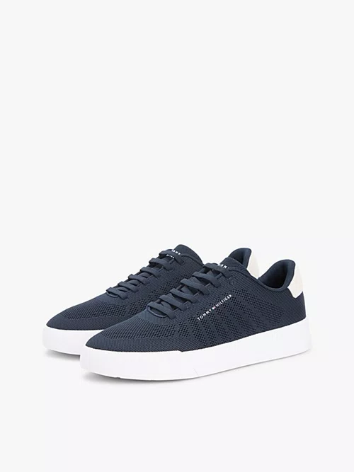 Tênis Tommy Hilfiger Logo Knit Court Masculino Azul Marinho