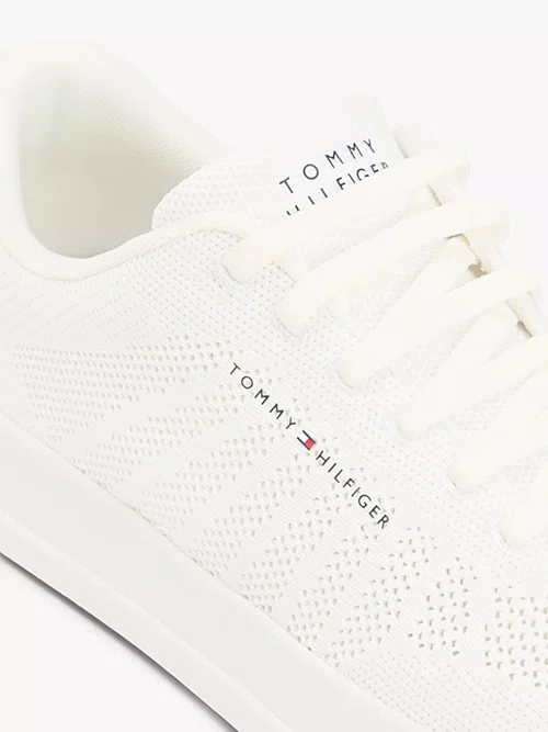 Tênis Tommy Hilfiger Logo Knit Court Masculino Branco