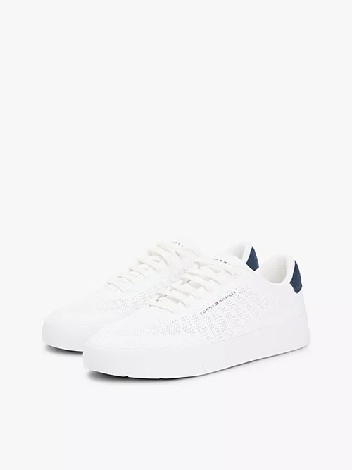 Tênis Tommy Hilfiger Logo Knit Court Masculino Branco