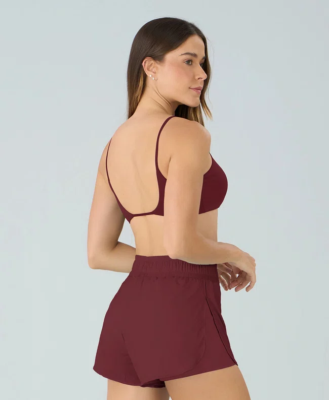 Top Eterno Liso Costas Decotadas Alto Giro Feminino Vermelho Marsala
