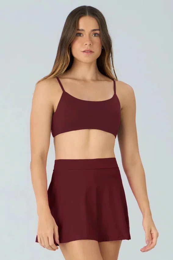 Top Eterno Liso Costas Decotadas Alto Giro Feminino Vermelho Marsala