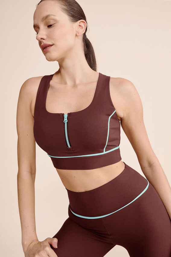 Top Zip Filete Active Bordô
