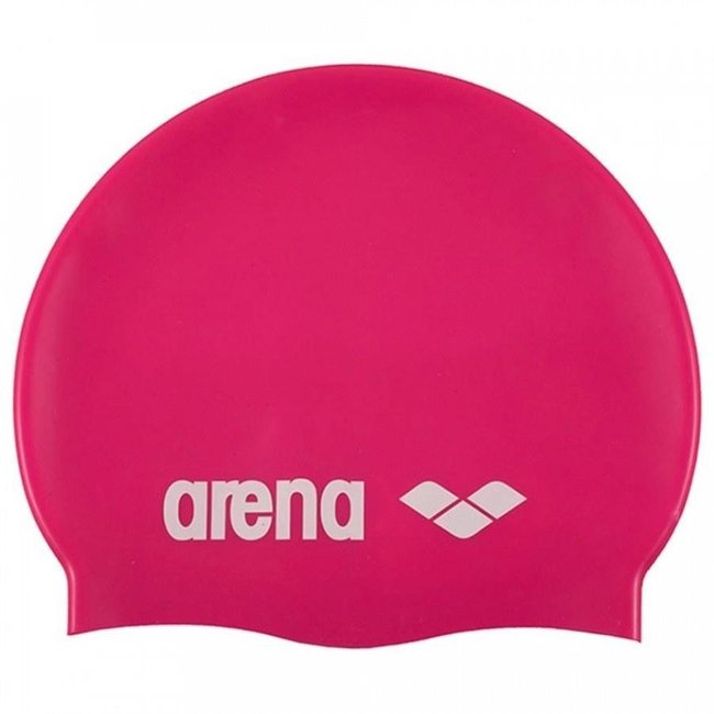 Touca de Natação Arena Classic Silicone Rosa e Branco