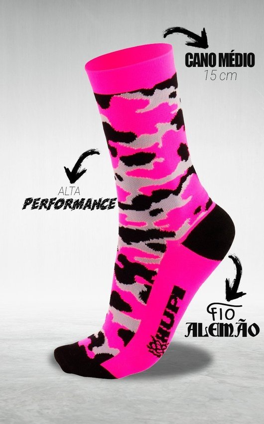 Viseira HUPI Fuck The Fears e Meia HUPI Camo Rosa Neon