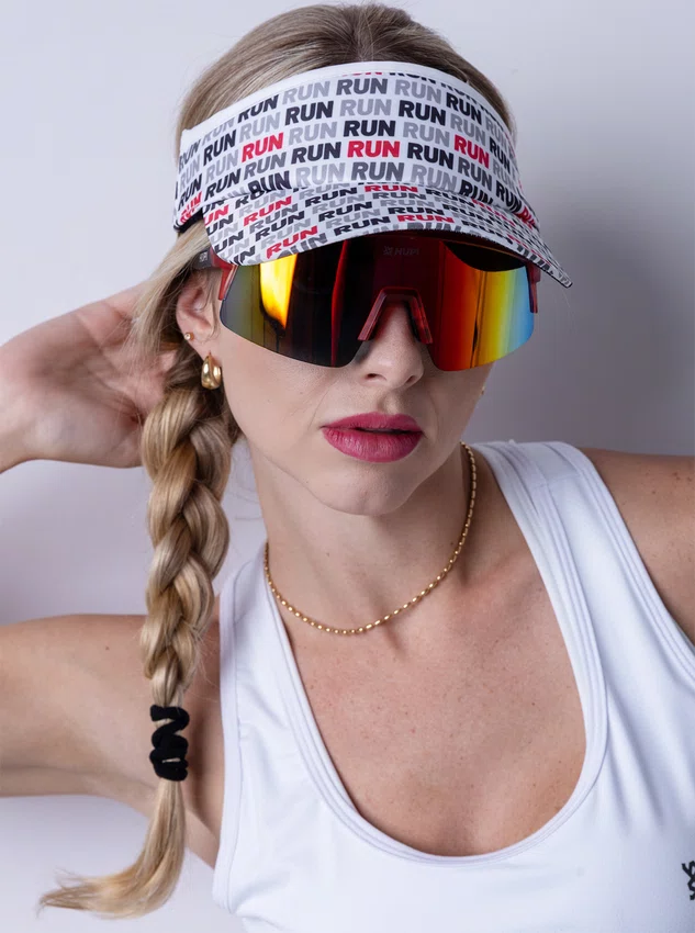 Viseira HUPI Run Loop Branco e Vermelho